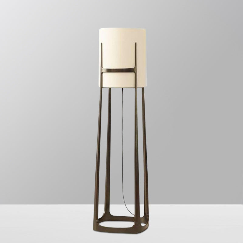 Cylinder Fabric Lampshade Iron Floor Lamp