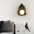 Iron Leaf Glass Orb Wall Lamp