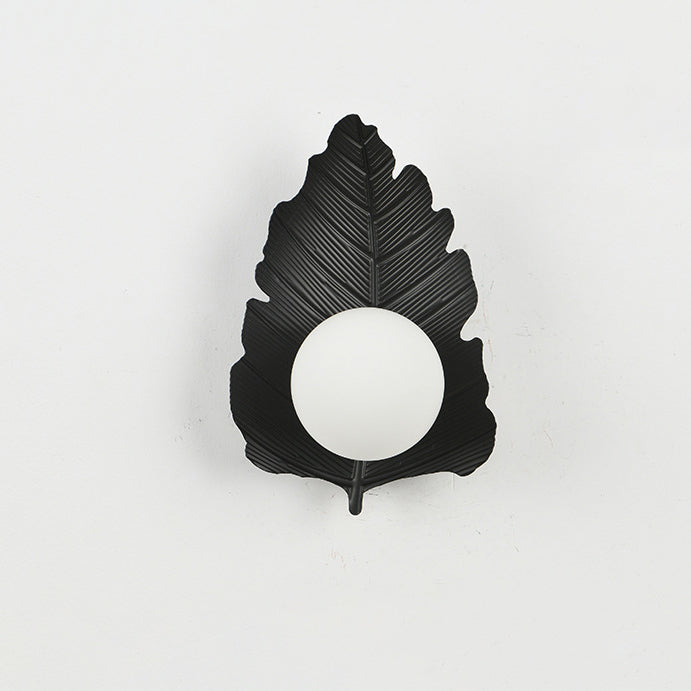 Iron Leaf Glass Orb Wall Lamp