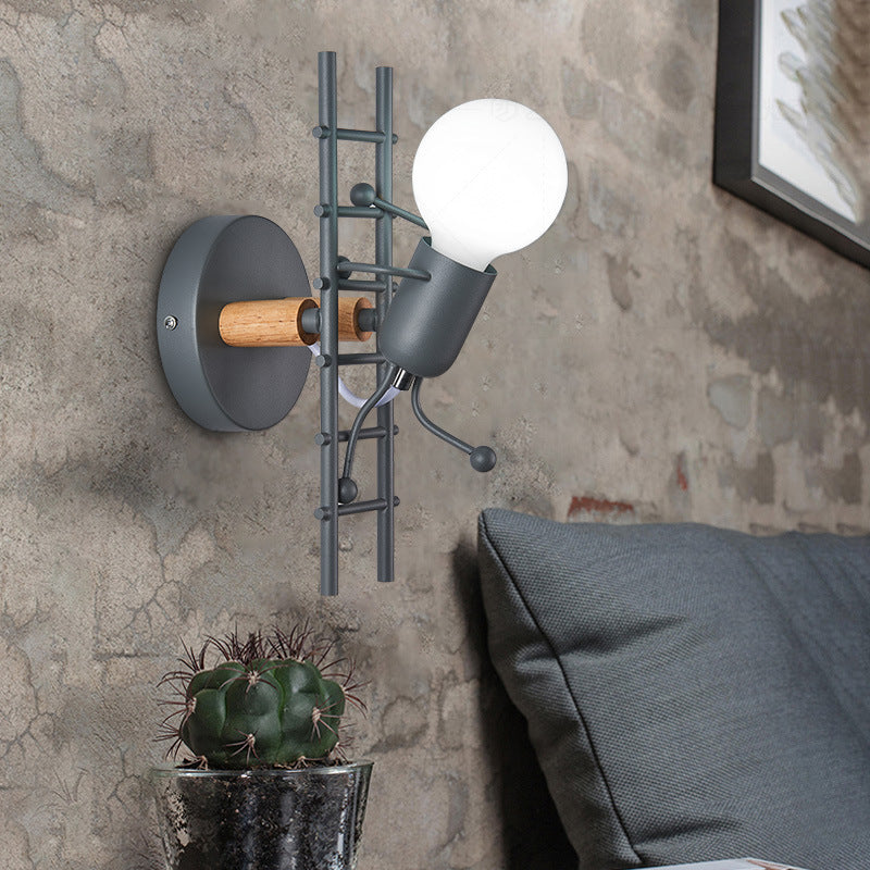 Little Man Climbing Stairs Wall Lamp