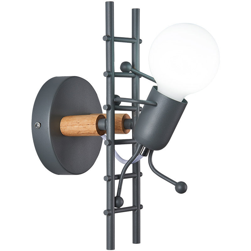Little Man Climbing Stairs Wall Lamp