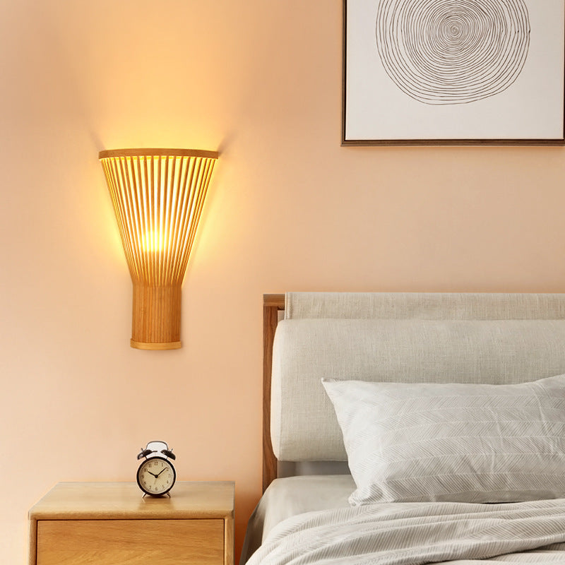 Vertical Broom Shape Bamboo Wall Lamp