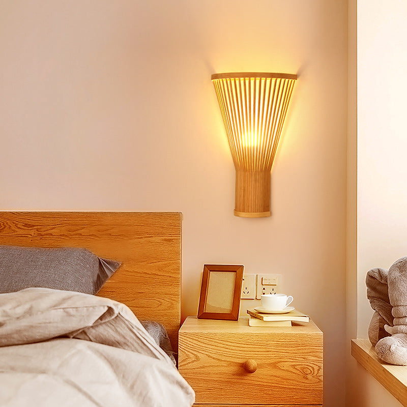 Vertical Broom Shape Bamboo Wall Lamp