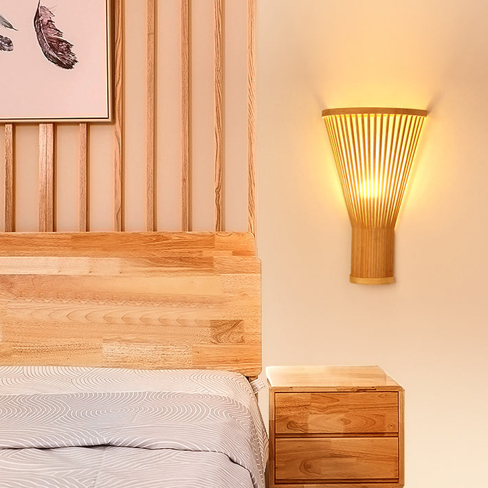 Vertical Broom Shape Bamboo Wall Lamp