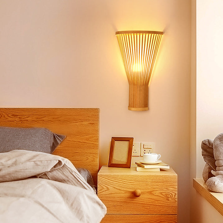 Vertical Broom Shape Bamboo Wall Lamp