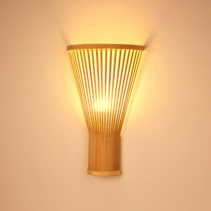 Vertical Broom Shape Bamboo Wall Lamp