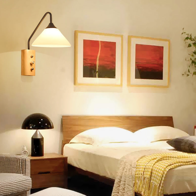 Cone Glass Lampshade Solid Wall Lamp