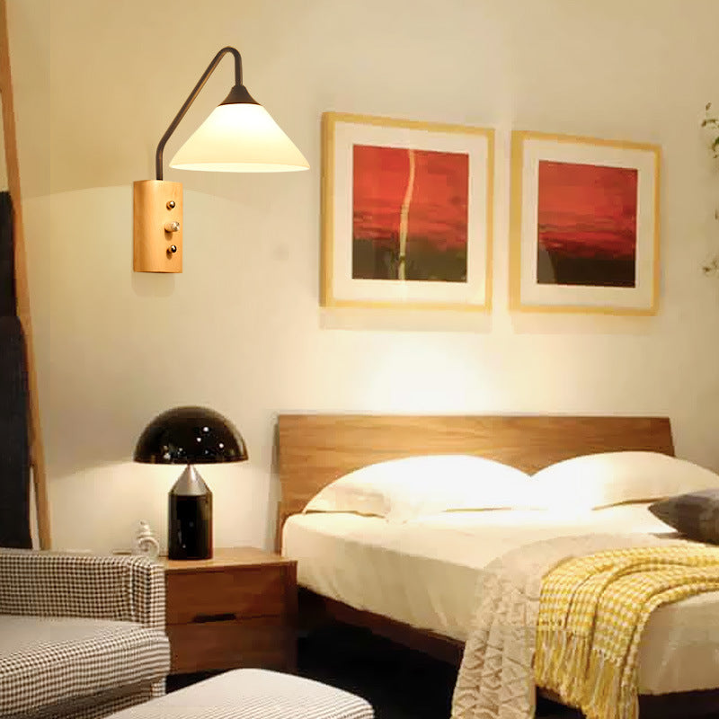 Cone Glass Lampshade Solid Wall Lamp