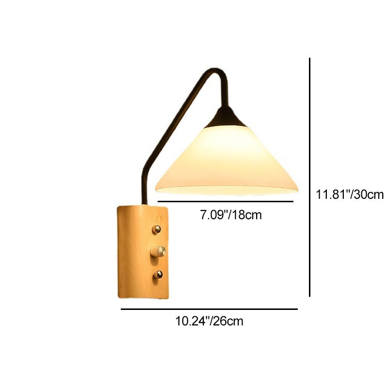 Cone Glass Lampshade Solid Wall Lamp