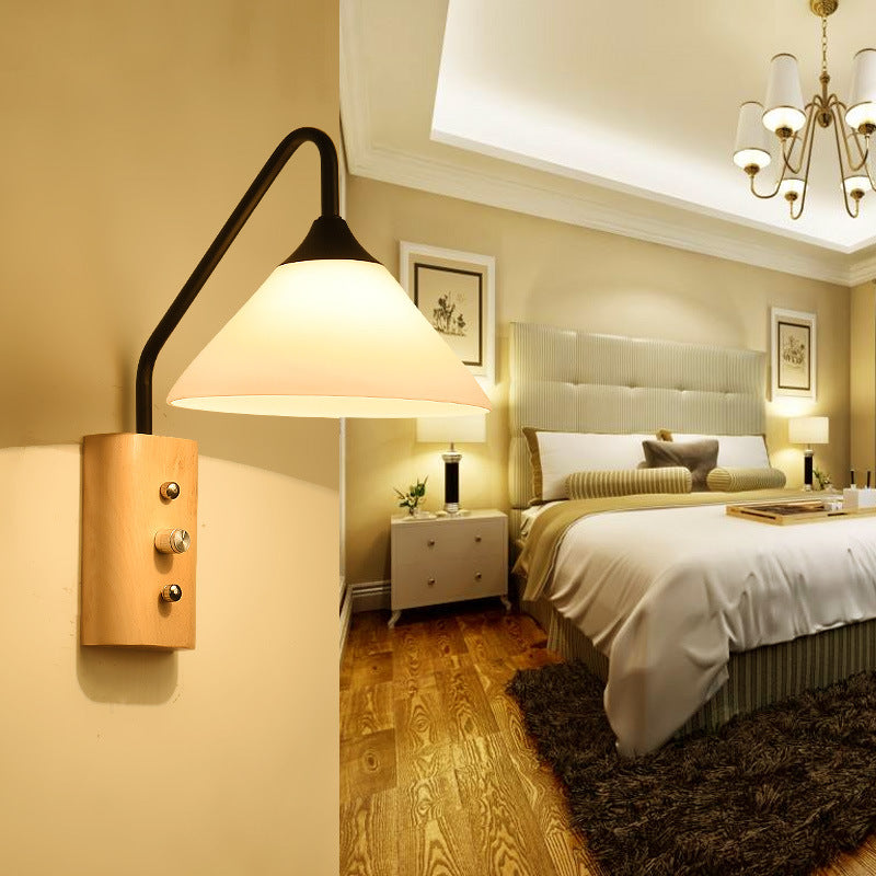 Cone Glass Lampshade Solid Wall Lamp