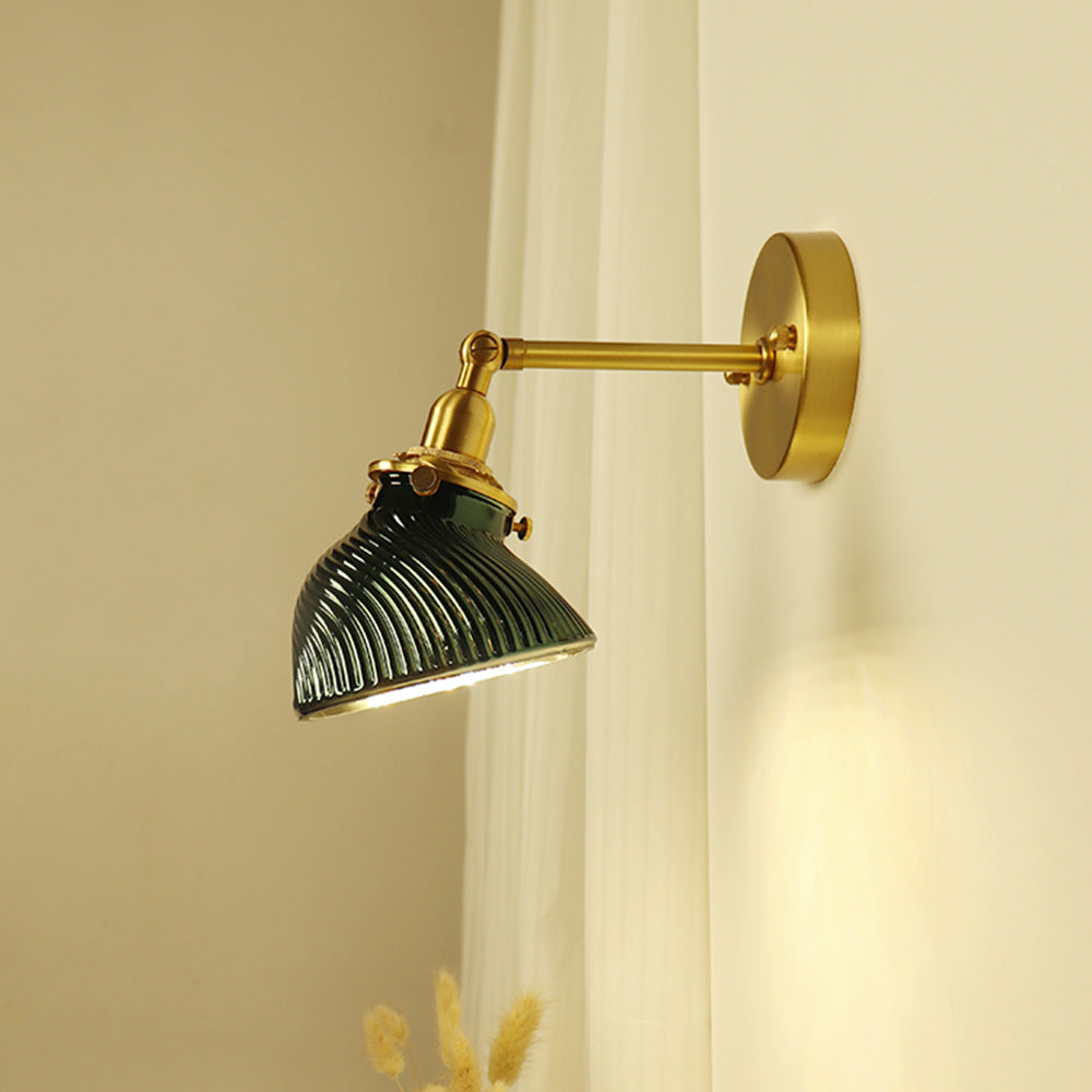 Brass Glass Lampshade Living Wall Lamp