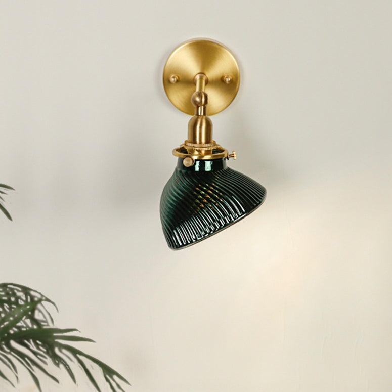 Brass Glass Lampshade Living Wall Lamp