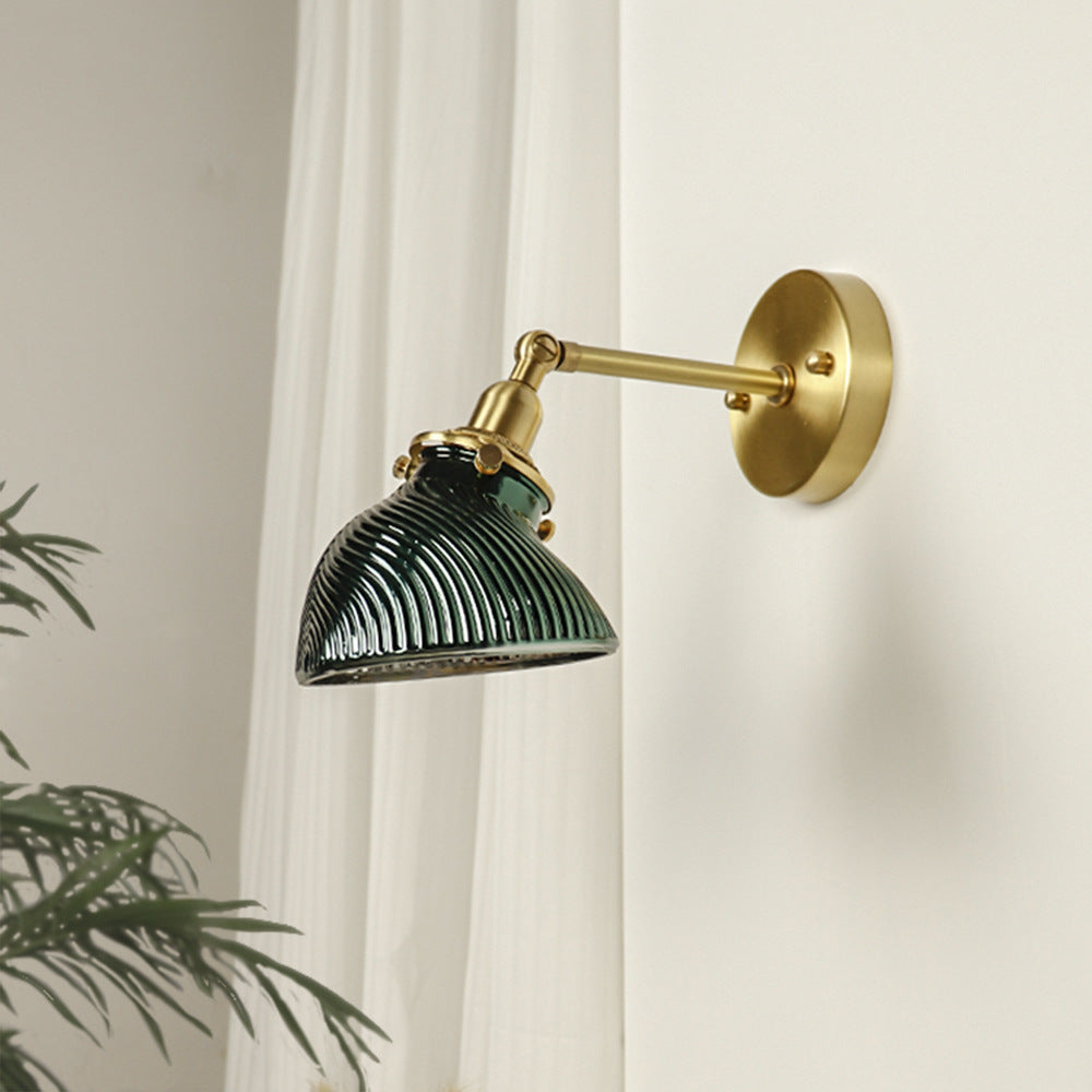 Brass Glass Lampshade Living Wall Lamp