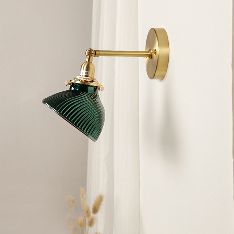 Brass Glass Lampshade Living Wall Lamp