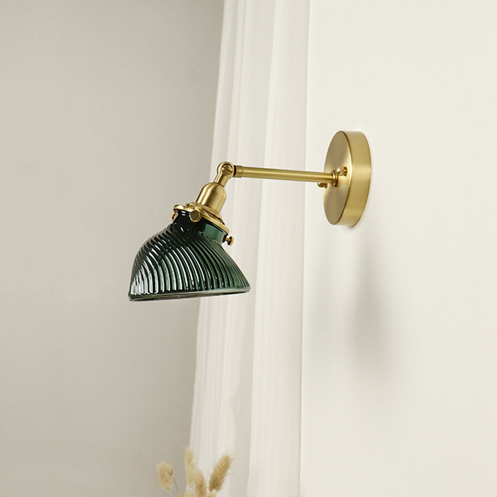 Brass Glass Lampshade Living Wall Lamp