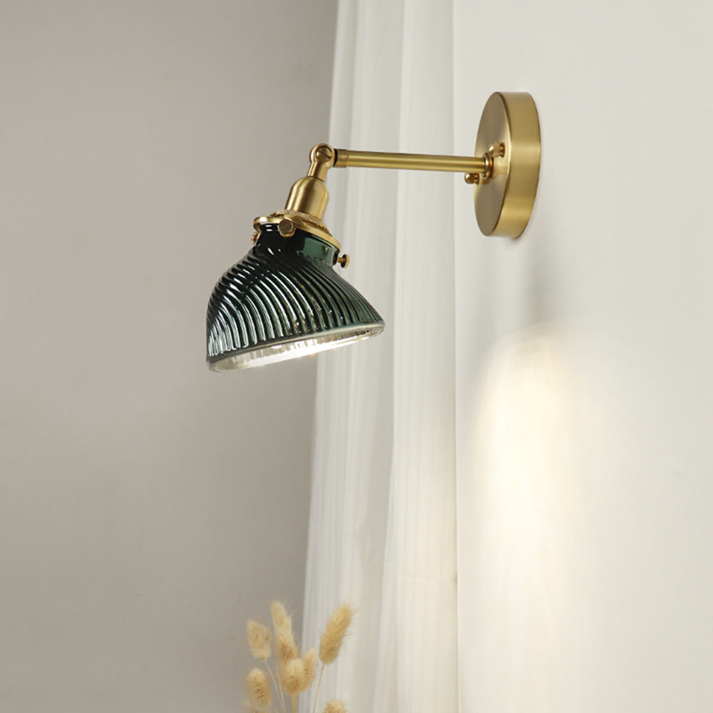 Brass Glass Lampshade Living Wall Lamp