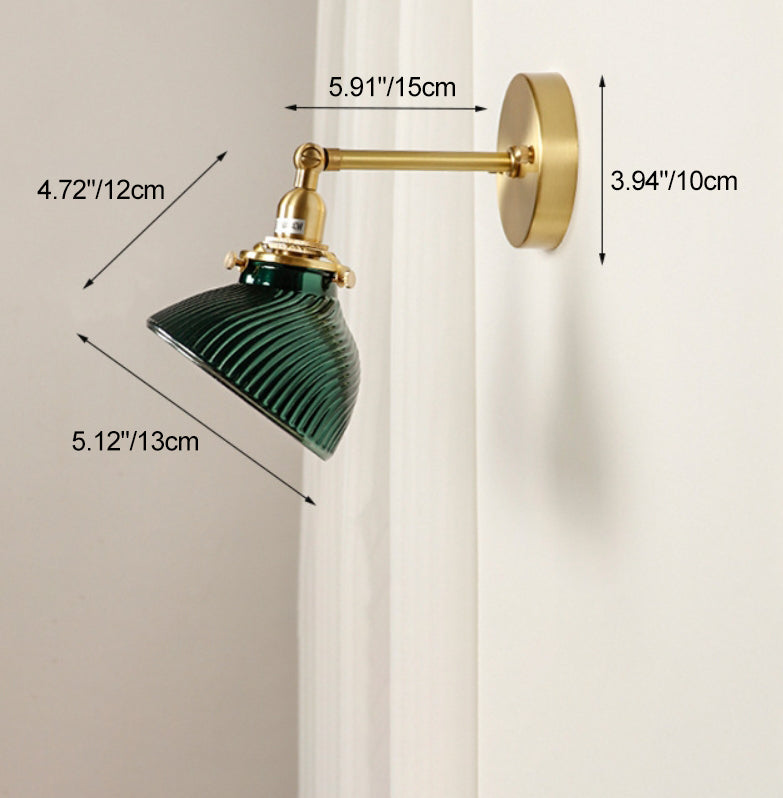 Brass Glass Lampshade Living Wall Lamp