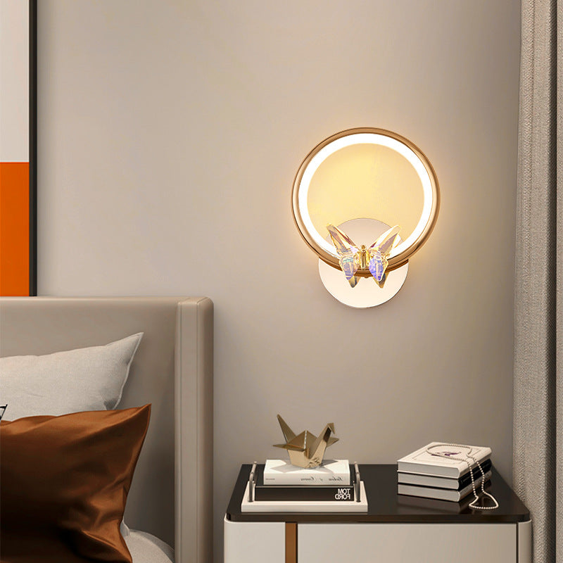 Circle Butterfly Aluminum Hardware Wall Lamp