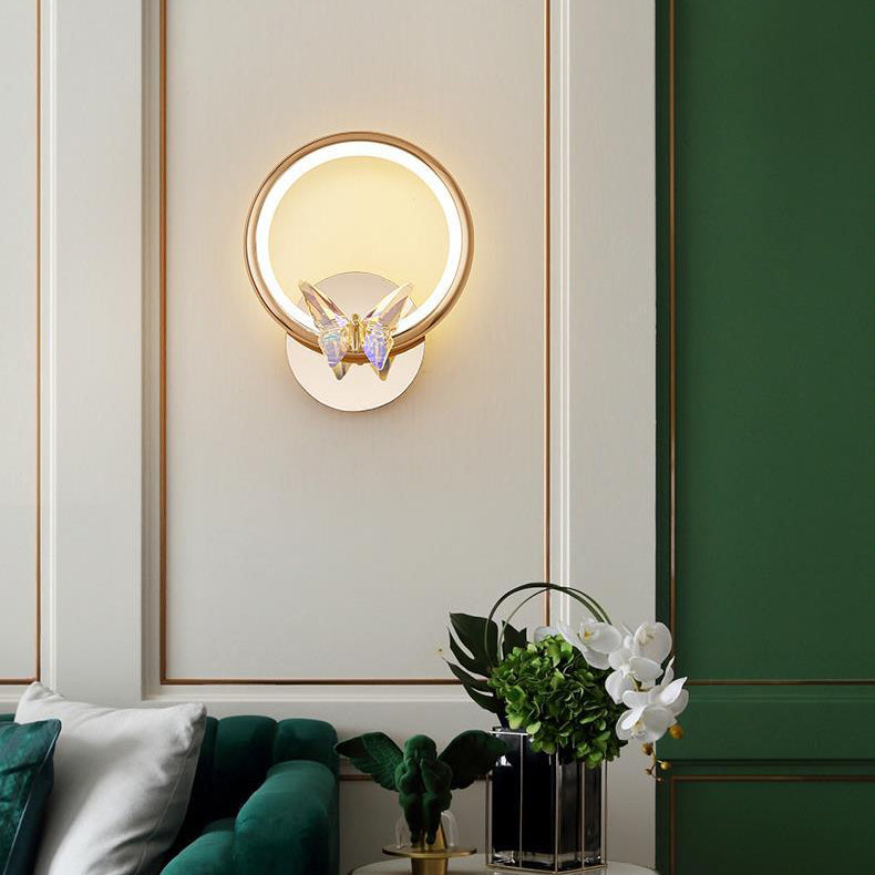 Circle Butterfly Aluminum Hardware Wall Lamp