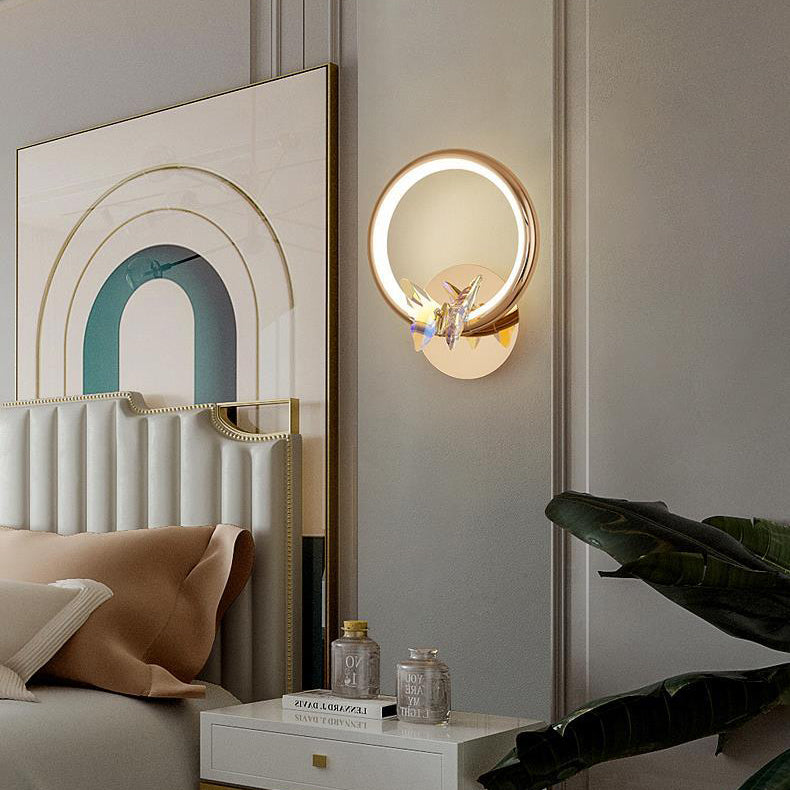Circle Butterfly Aluminum Hardware Wall Lamp