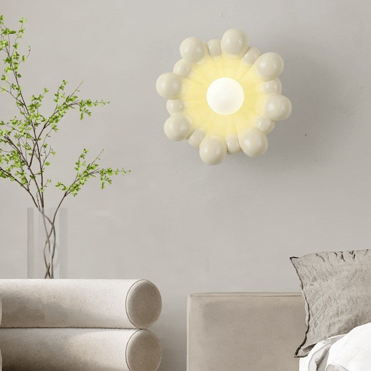 Cream Flower Shape Resin Wall Lamp