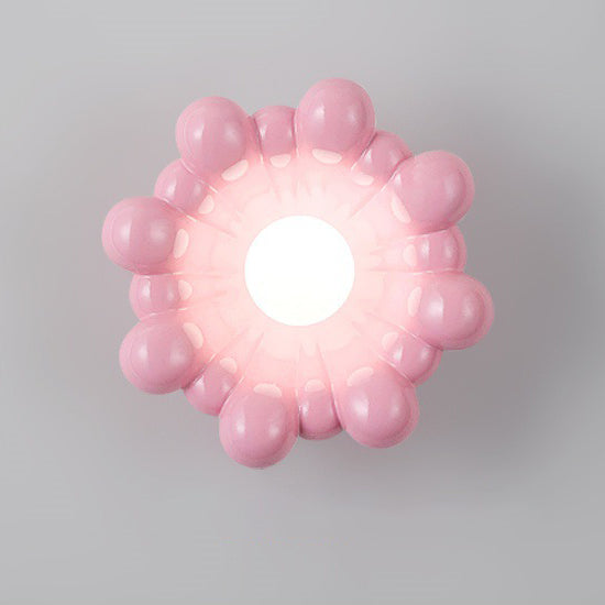 Cream Flower Shape Resin Wall Lamp