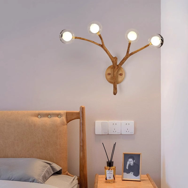 Branches Polymer Glass Lampshade 4-Light Wall Lamp