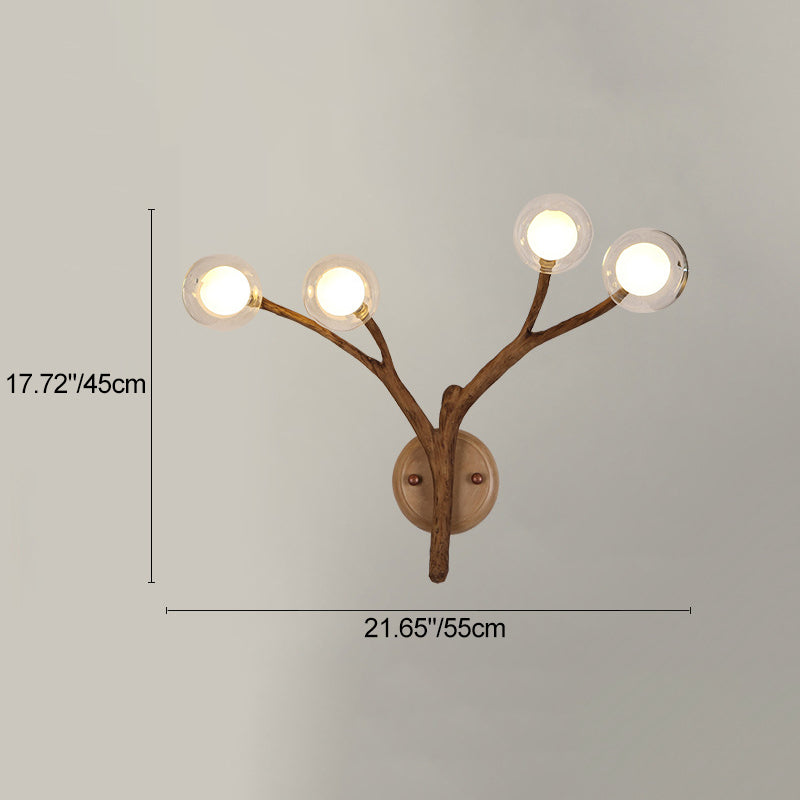 Branches Polymer Glass Lampshade 4-Light Wall Lamp