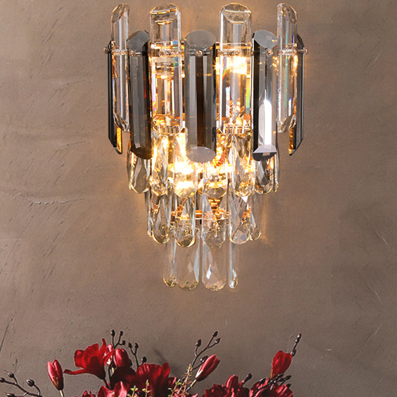 Crystal Stainless Steel Lampshade 2-Light Wall Lamp