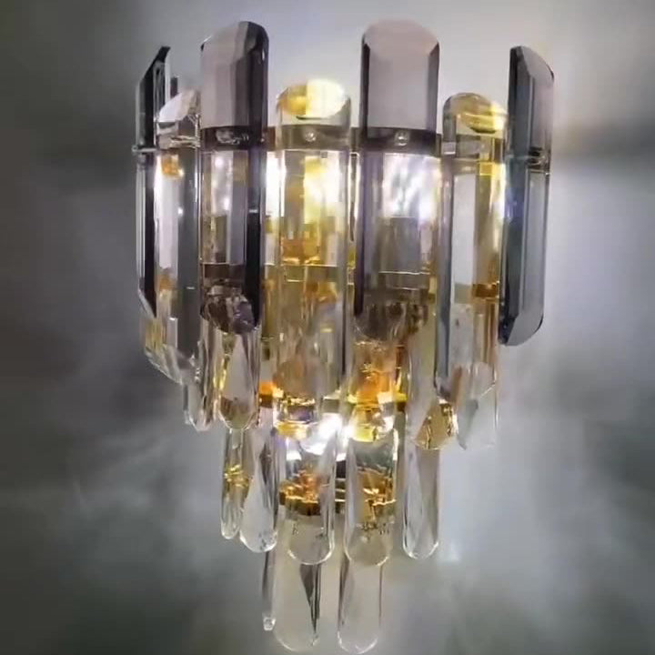 Crystal Stainless Steel Lampshade 2-Light Wall Lamp