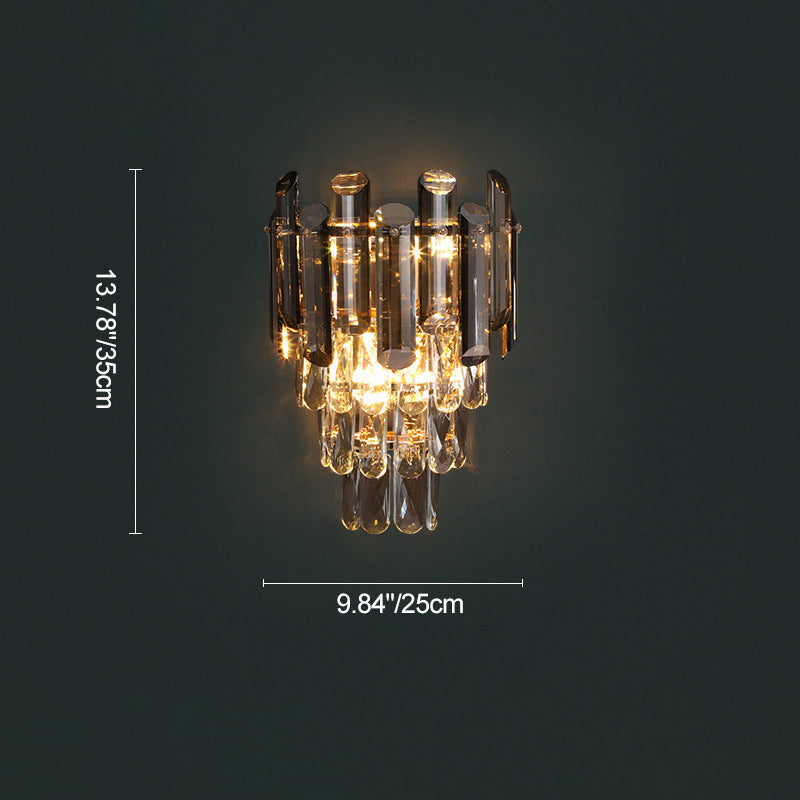 Crystal Stainless Steel Lampshade 2-Light Wall Lamp