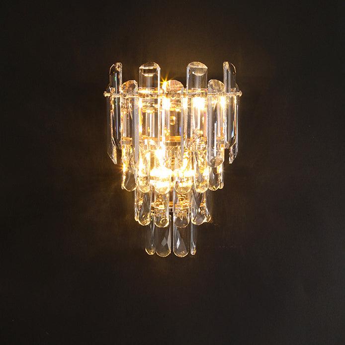 Crystal Stainless Steel Lampshade 2-Light Wall Lamp