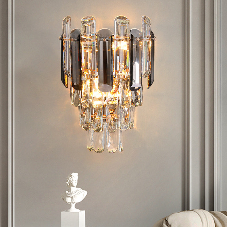 Crystal Stainless Steel Lampshade 2-Light Wall Lamp