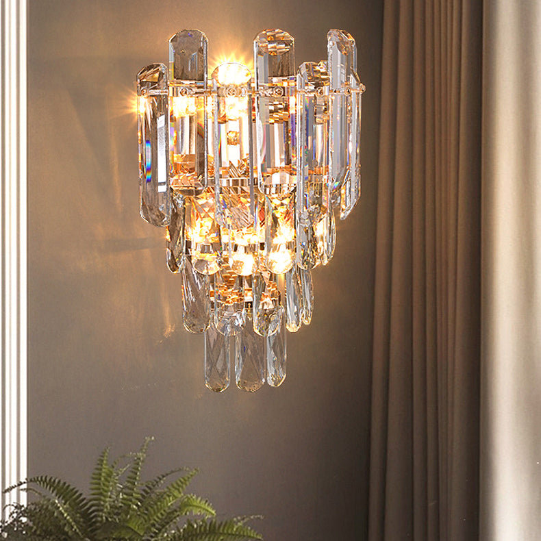 Crystal Stainless Steel Lampshade 2-Light Wall Lamp
