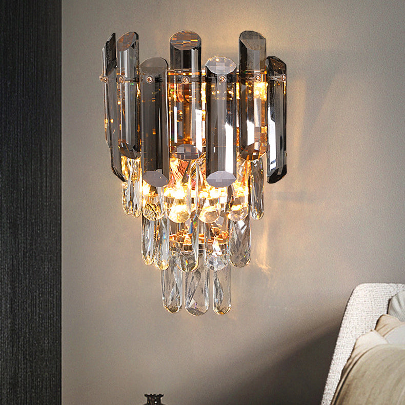 Crystal Stainless Steel Lampshade 2-Light Wall Lamp