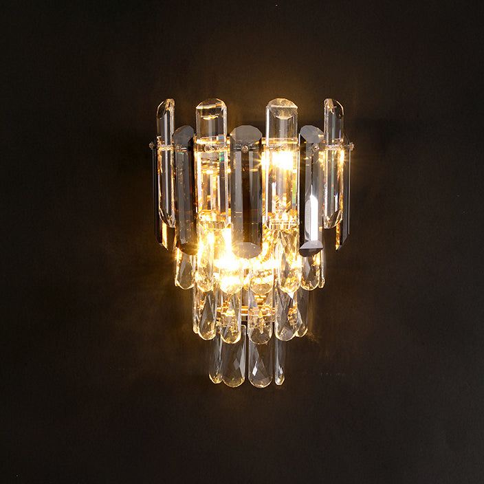 Crystal Stainless Steel Lampshade 2-Light Wall Lamp