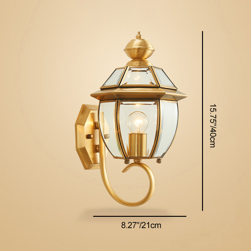Copper Glass Lampshade Patio Outdoor Light