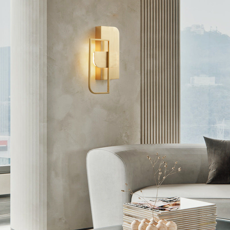 Rectangular Stitching Copper Hardware Wall Lamp