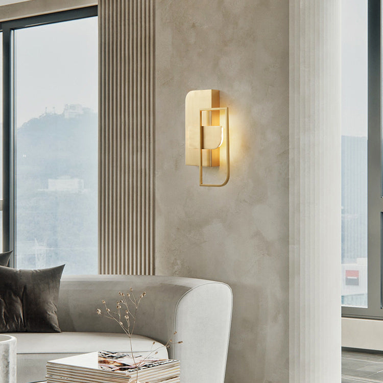 Rectangular Stitching Copper Hardware Wall Lamp