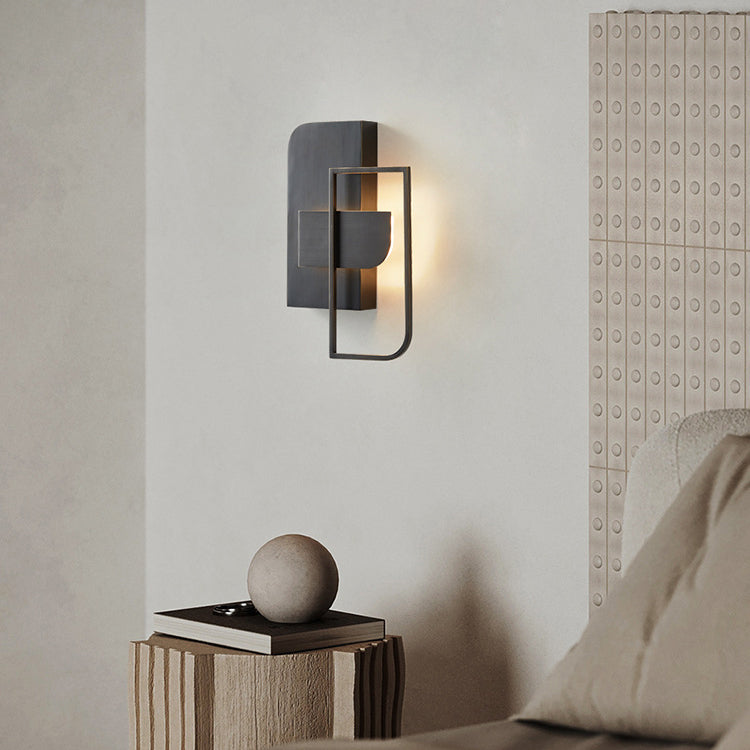 Rectangular Stitching Copper Hardware Wall Lamp