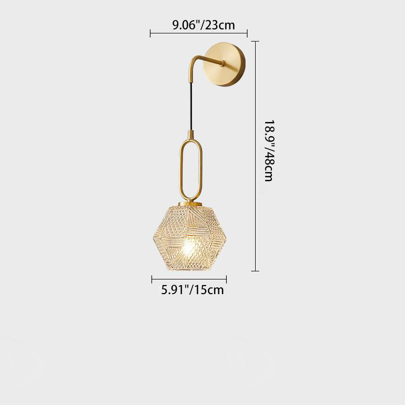 Polygonal Cube Copper Glass Wall Lamp