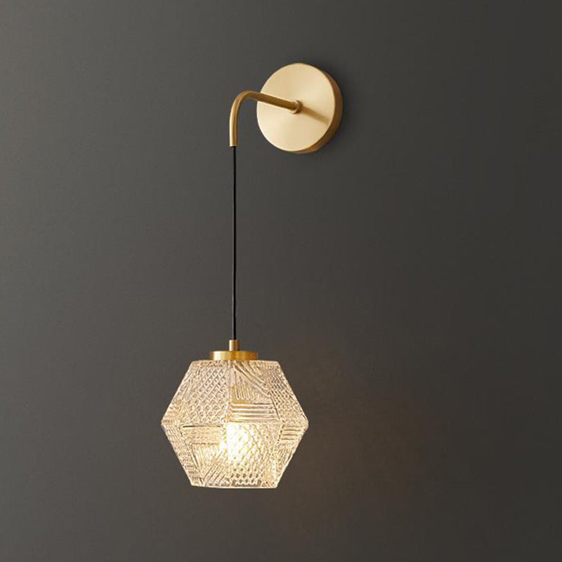 Polygonal Cube Copper Glass Wall Lamp