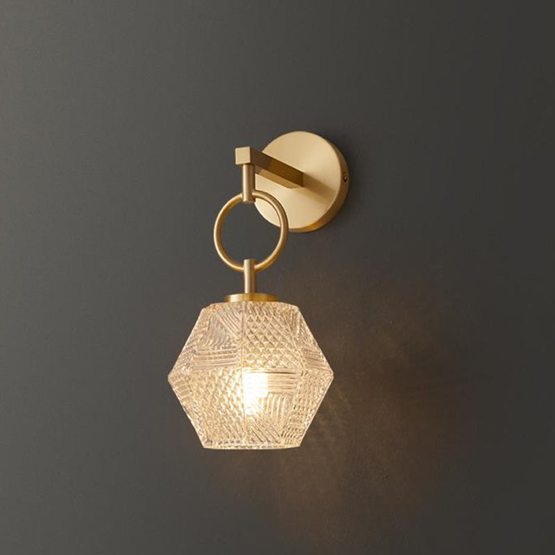 Polygonal Cube Copper Glass Wall Lamp