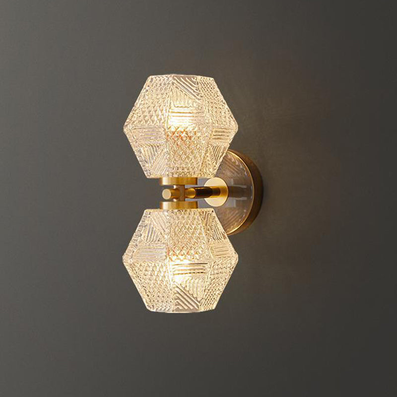 Polygonal Cube Copper Glass Wall Lamp