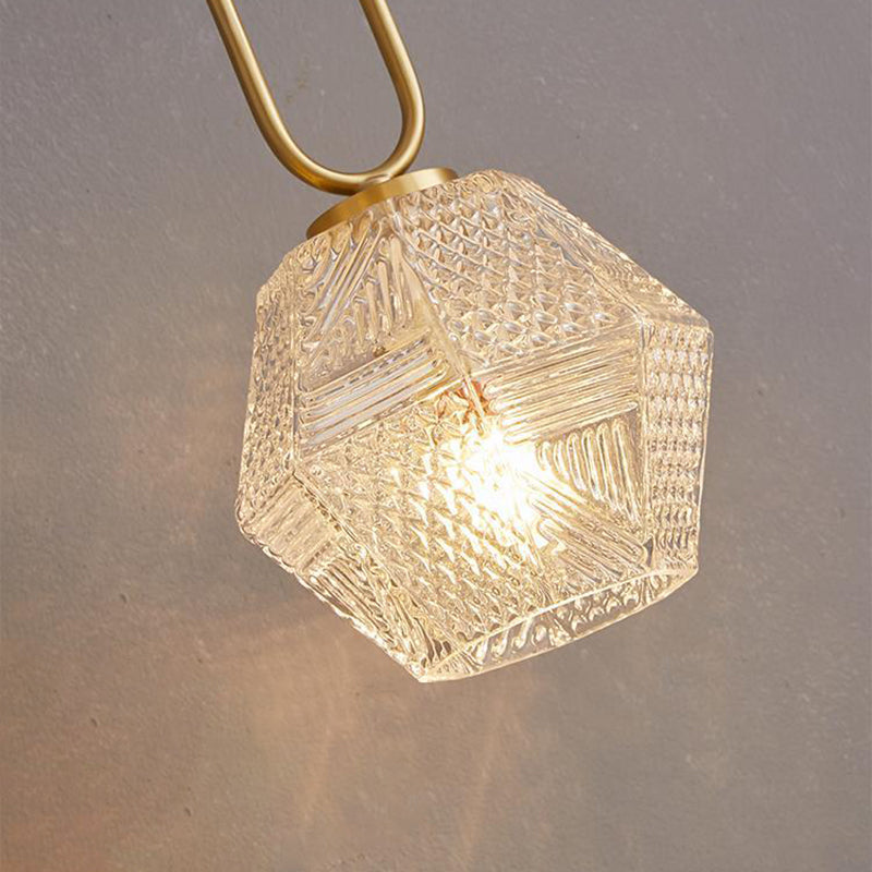 Polygonal Cube Copper Glass Wall Lamp