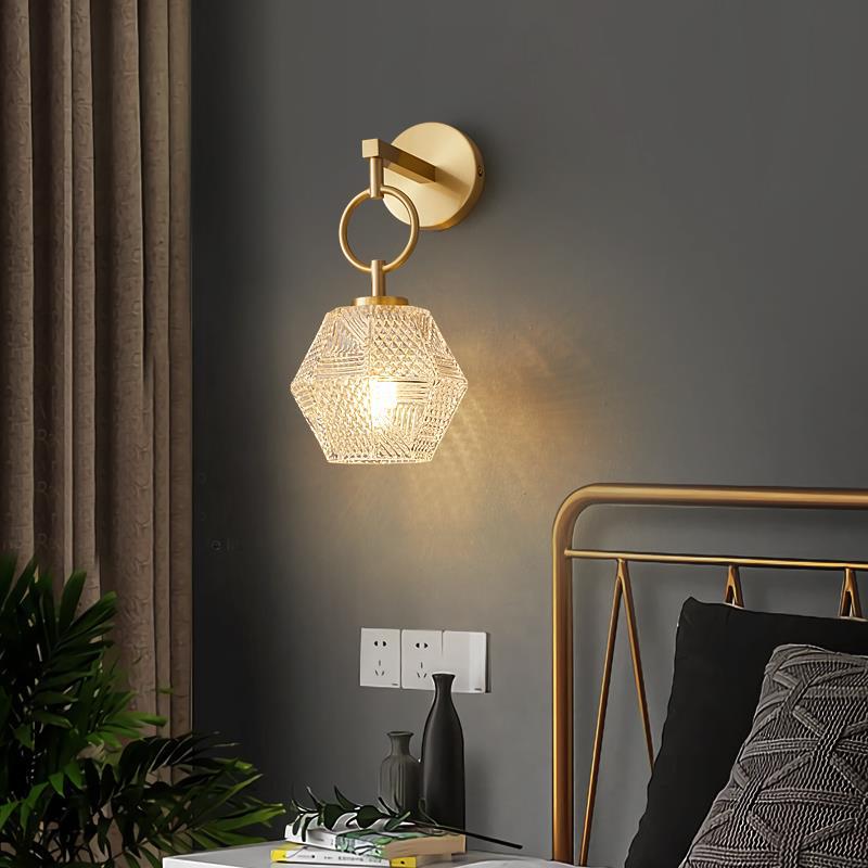Polygonal Cube Copper Glass Wall Lamp