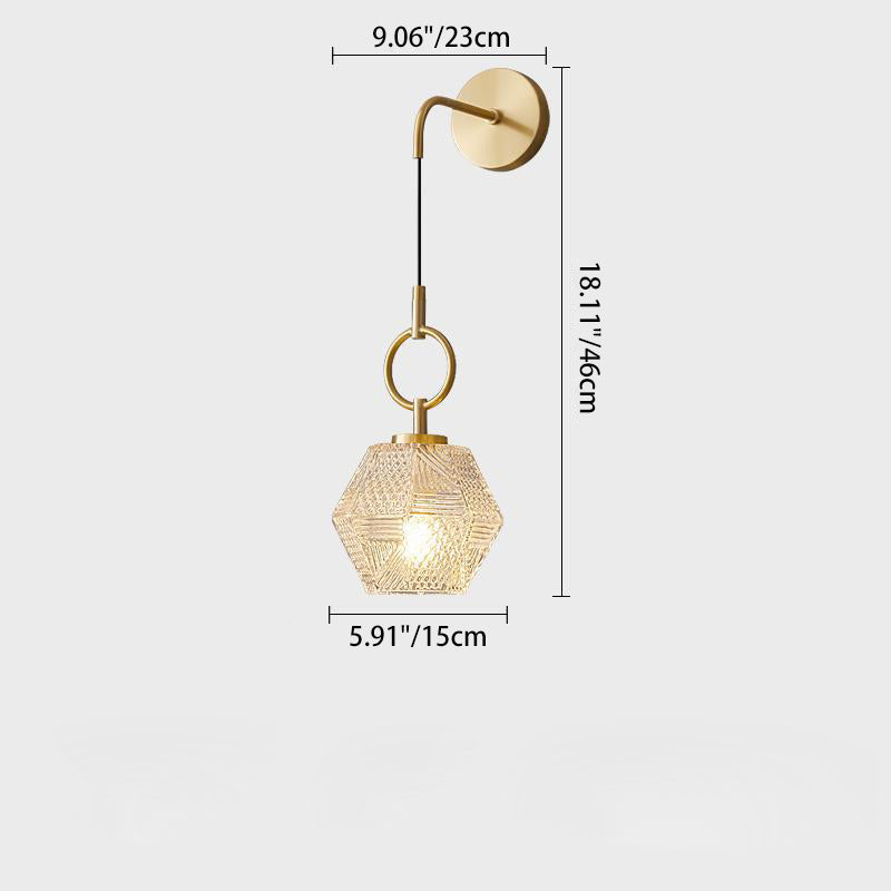 Polygonal Cube Copper Glass Wall Lamp