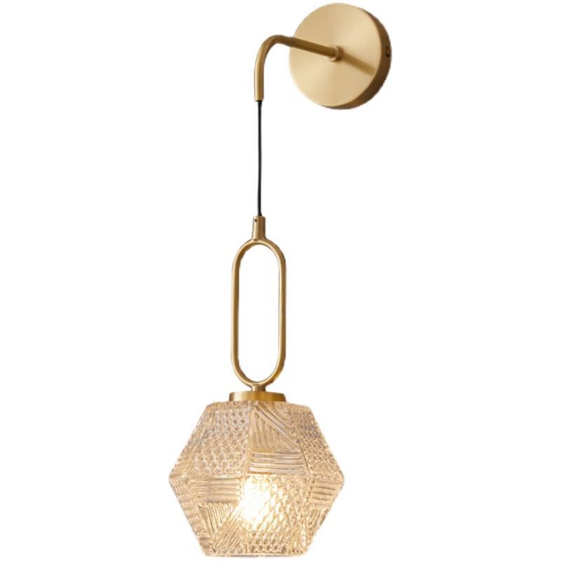 Polygonal Cube Copper Glass Wall Lamp