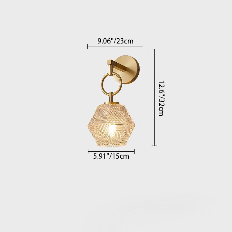 Polygonal Cube Copper Glass Wall Lamp