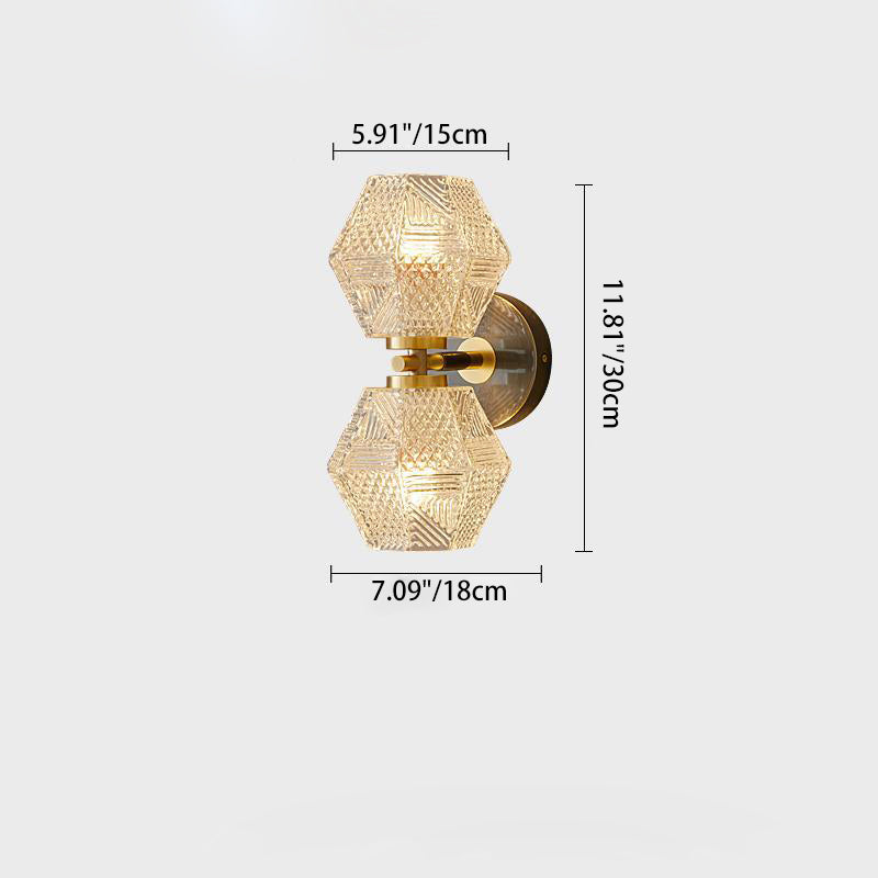 Polygonal Cube Copper Glass Wall Lamp